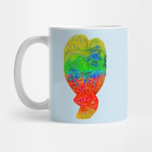 A Bali face mask cut out in bright multicolored pastel Mug